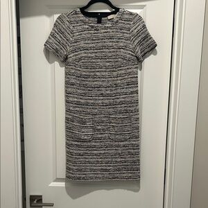 LOFT Black and White Striped Mini Dress